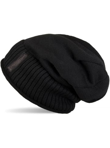 Feinstrick Beanie Mütze in Schwarz