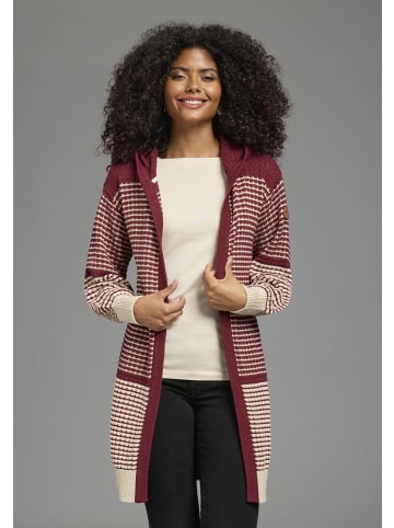 Kapuzenstrickjacke in bordeaux