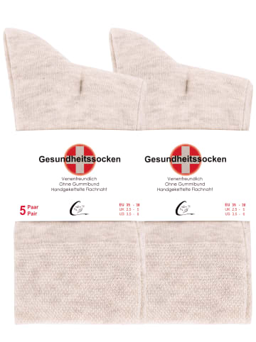 10 Paar Komfortsocken ohne Bund Gesundheitssocken aus  Baumwolle in beige