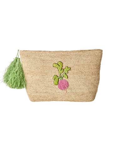 Große Raffia Handtasche Radieschen in beige