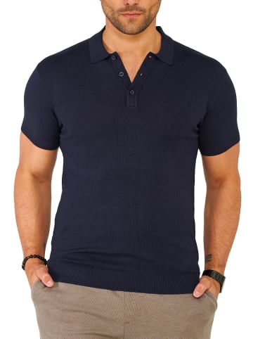 Poloshirt - S2PRELY Basic Kurzarm Polo Hemd Feinstrick in Navy