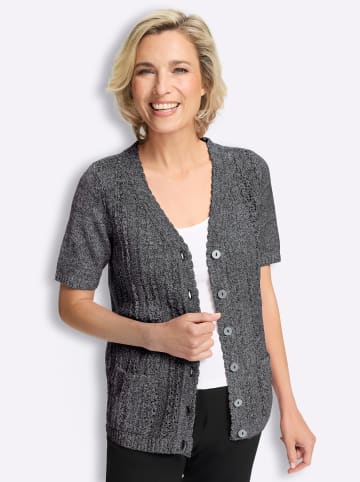 Strickjacke in schwarz-hellgrau-meliert