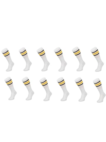 Basketsocken Gelb-Schwarz gestreift OneSize Weiß in Weiß