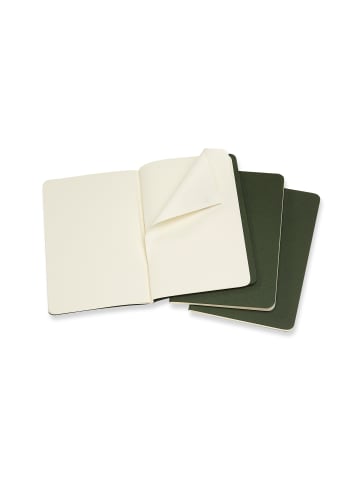 Notizhefte 3er Set, mit Kartoneinband, Blanko "Cahier" in Myrtengrün