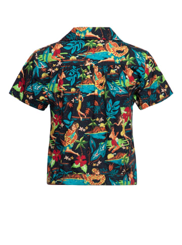 Queen Kerosin Kurzarm Bluse in schwarz