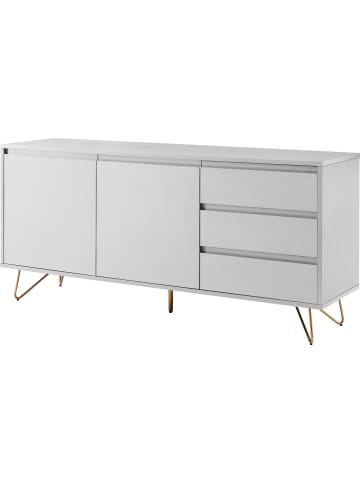 Sideboard mit Stauraum Metallbeine Goldfarben und MDF matt lackiert in Weiß