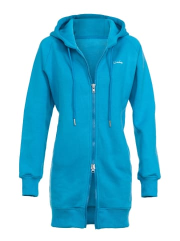 Lange, kuschelige Hoodie-Jacke mit 2-Wege-Zipper J006 in sky blue