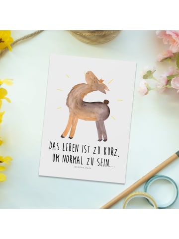 Postkarte Lama Stolz mit Spruch in Weiß