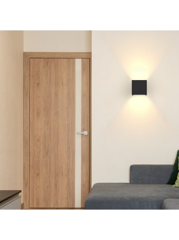 2er-Set Wandleuchte LED in schwarz Modern warmweiß 5W IP65 Up Down L 10cm