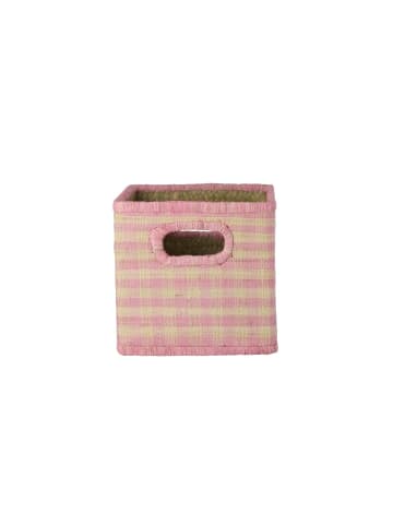 Quadratischer Raffia Korb Pink Checks 30x30x25 in pink
