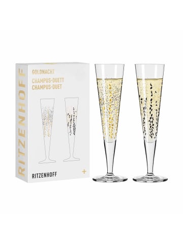 2er Set Champagnergläser Goldnacht in Gold 205 ml