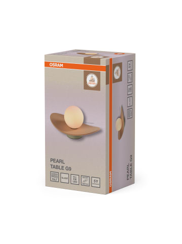 Decor Pearl Tischleuchte G9 Beige Filz Glas Metall