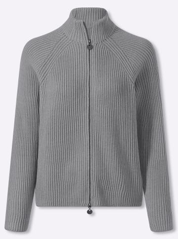 Strickjacke in steingrau-meliert