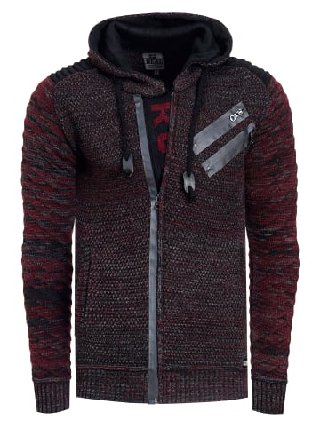Full Zip Grobstrick Kapuzen-Strick-Jacke in Rot