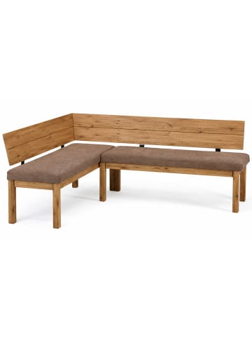 ECKBANK Danny 1 für 5 Personen Massivholz + Microfaser Wildeiche/Braun