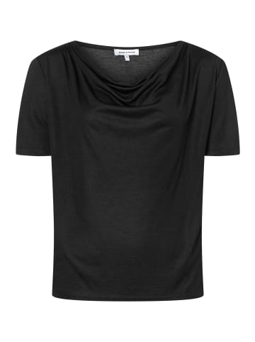 feminines Shirt mit Wasserfall-Ausschnitt in black