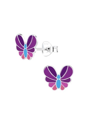 Ohrstecker SCHMETTERLING lilafarbener Regenbogen in 925 Silber