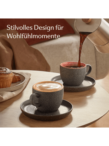 Cappuccino Tassen mit Untertassen 4er Set