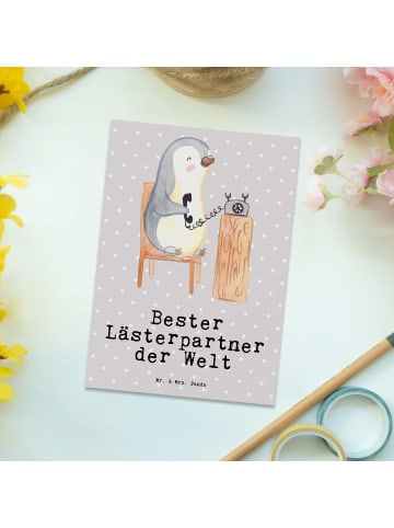 Postkarte Pinguin Bester Lästerpartner der Welt... in Grau Pastell