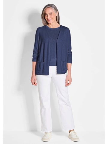 Cardigan in langer offener Form in marine