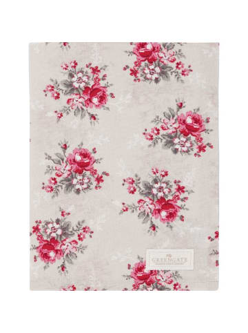Geschirrtuch MARIE Beige mit Roten Blumen