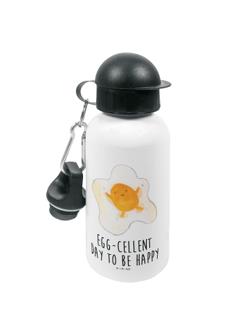 Wasserflasche Spiegelei Ei mit Spruch in Weiß