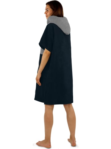 Damen Badeponcho in Navy/Grau