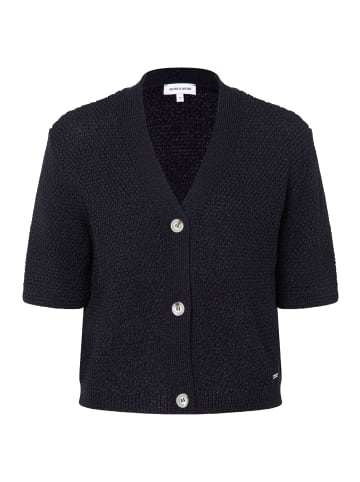 kurze, shiny Struktur-Strickjacke in marine