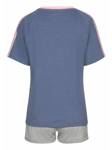 Shorty in blau-meliert-grau-meliert