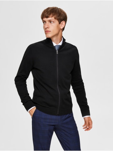 Einfarbige Strickjacke Basic Cardigan Baumwolle SLHBERG in Schwarz