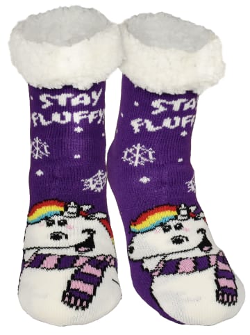 Pummeleinhorn Hüttensocken Haussocken Kuschelsocken Socken in lila