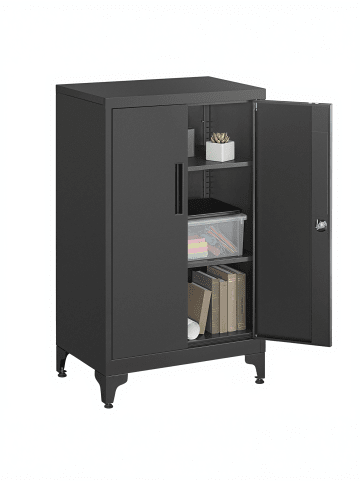 Aktenschrank Berend in Mattschwarz - (B)60.1 x (H)99 x (T)40.2 cm