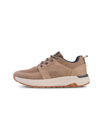 Sneaker aus Leder-Textil Mix in Sand