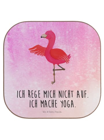 Untersetzer Flamingo Yoga mit Spruch in Aquarell Pink