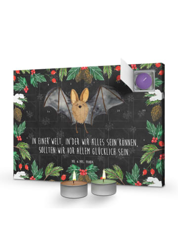 Adventskalender Fledermaus Flügel mit Spruch in Kreidetafel