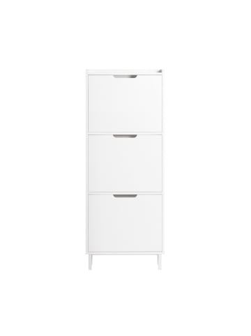 Schuhschrank in Matte Weiß - (W) 19 x (H) 129 x (L) 50 cm