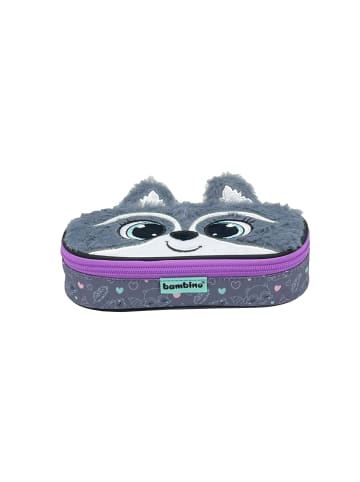 Federmäppchen Schlamper Etui Waschbär in Grau