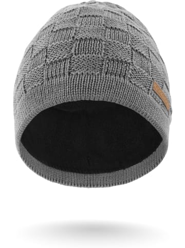 Merinowoll-Mütze mit Design Yuma in Grau