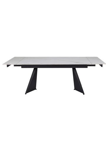 Esstisch Laconi Weiß Marmor / Schwarz Matt 160-220 / 90 / 75cm