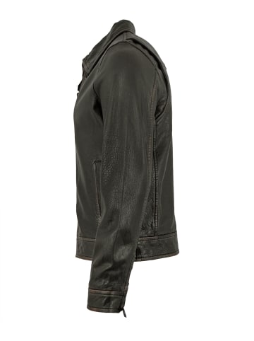 Lederjacke Neuseeländisches Lammnappa in Schwarz-Beige