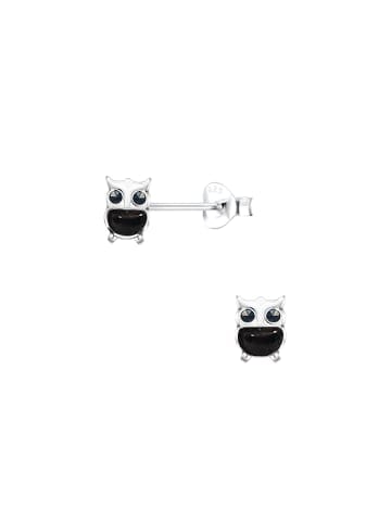 Ohrstecker EULE MUSCHELPERLMUTT schwarz in 925 Sterling Silber, 2-tlg.