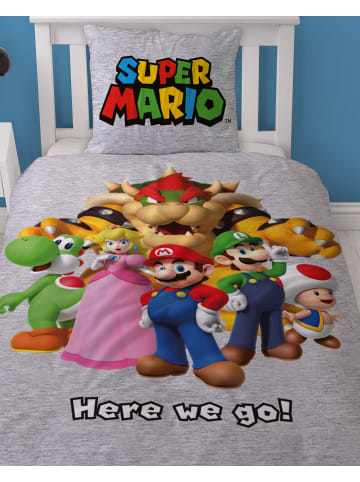 Bettwäsche-Set Biber/Flanell "Super Mario & Friends" in Grau