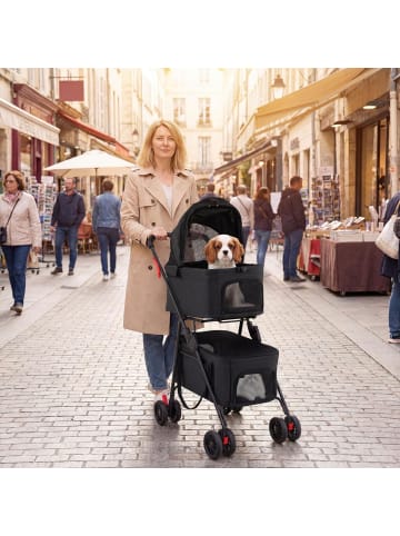 3 in 1 Hundewagen klappbar in Schwarz
