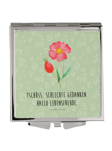 Kosmetikspiegel Blume HageRundunge mit Spruch in Blattgrün