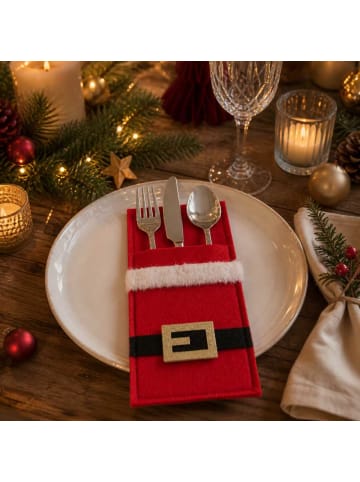 Bestecktasche SANTA Weihnachtsmann Rot Weiß