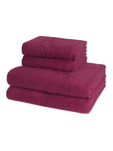 2 X Handtuch 2 X Duschtuch im Set Cashmere feeling in Fuchsia