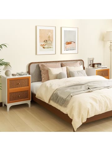 Nachttisch Rattan 46x33x59,5cm in Weiß