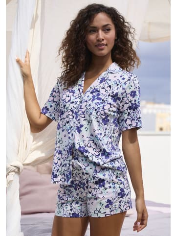 Shorty in blau - mint - geblümt
