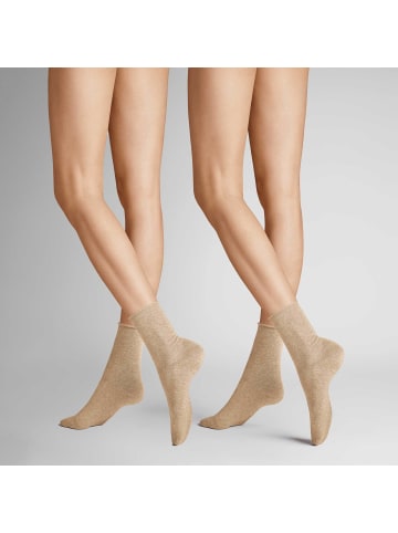 Socken Only 2-Pack Rollrand in Beigemel.