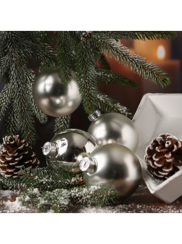 6er Set Weihnachtskugeln Baumkugeln Glas D: 8cm in silber